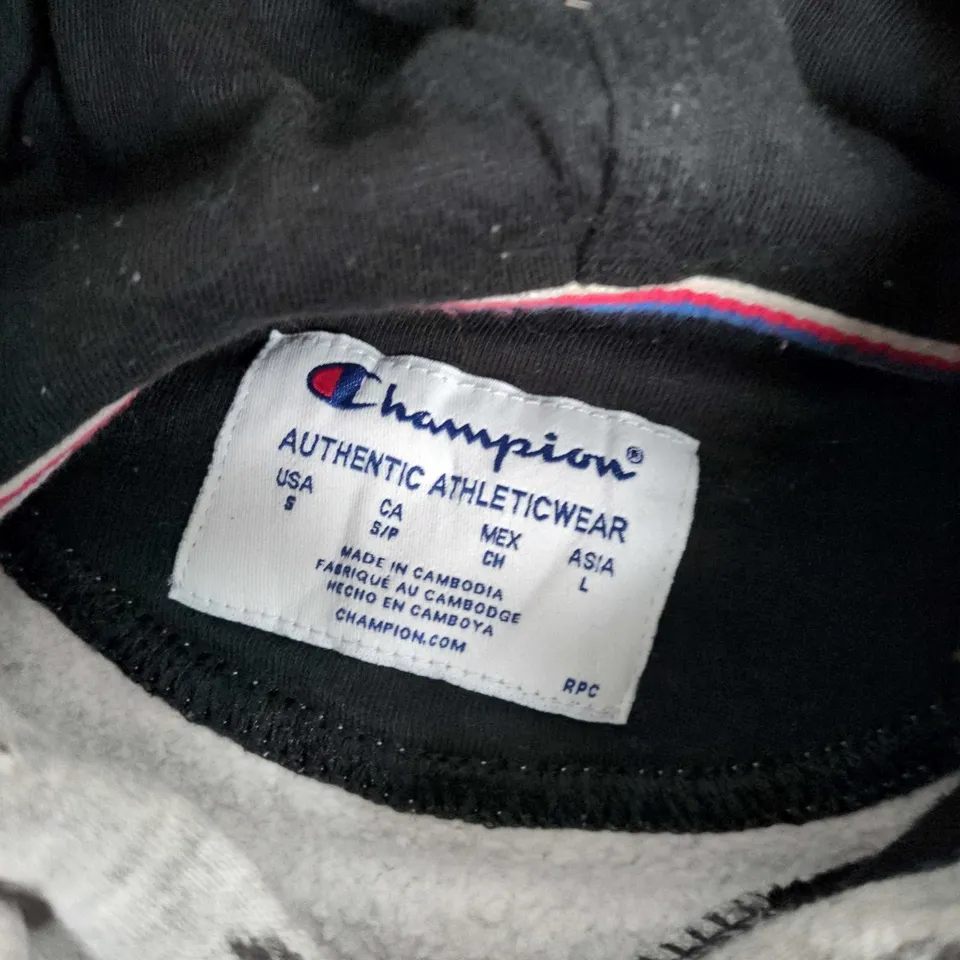 CHAMPION AUTHENTIC ATHLETICWEAR HOODIE – GREY MARBLE PRINT, SIZE S (US)