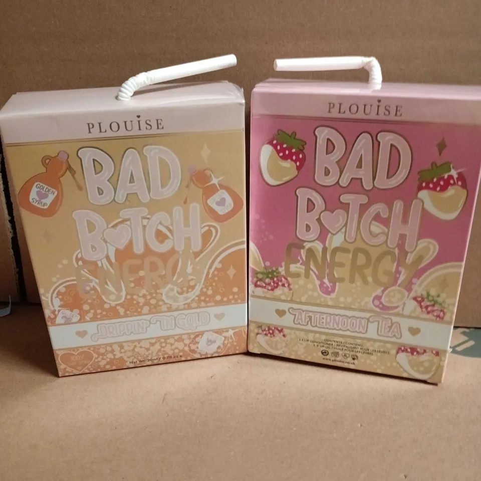 LOT OF 2 SEALED PLOUISE BAD BITCH ENERGY LIP OIL AND LIP CONDITIONER DUOS AFTERNOON TEA AND DRIPPIN' IN GOLD
