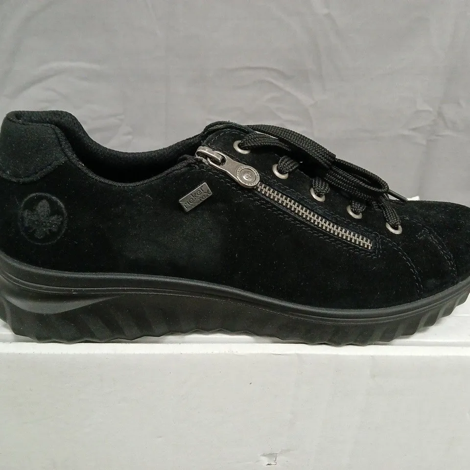 RIEKER BLACK SUEDE TRAINERS WITH SIDE ZIP –SIZE 42