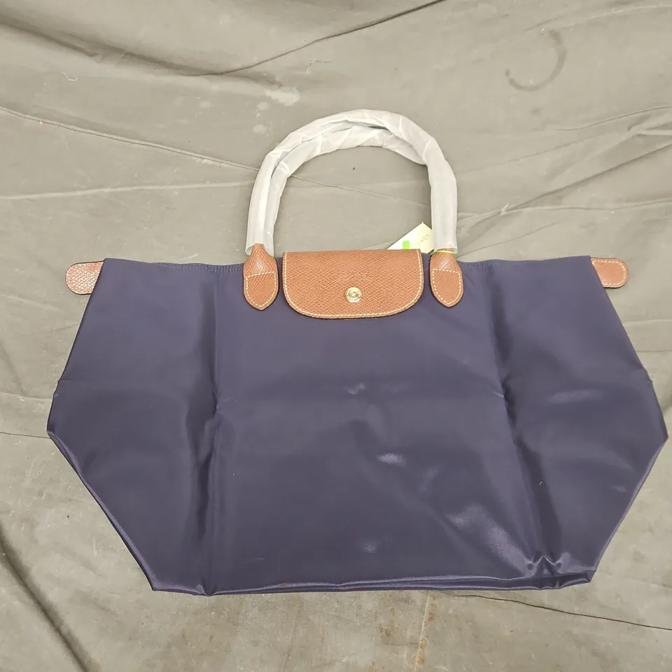 LONGCHAMP NAVY TOTE BAG WITH LEATHER TRIM 