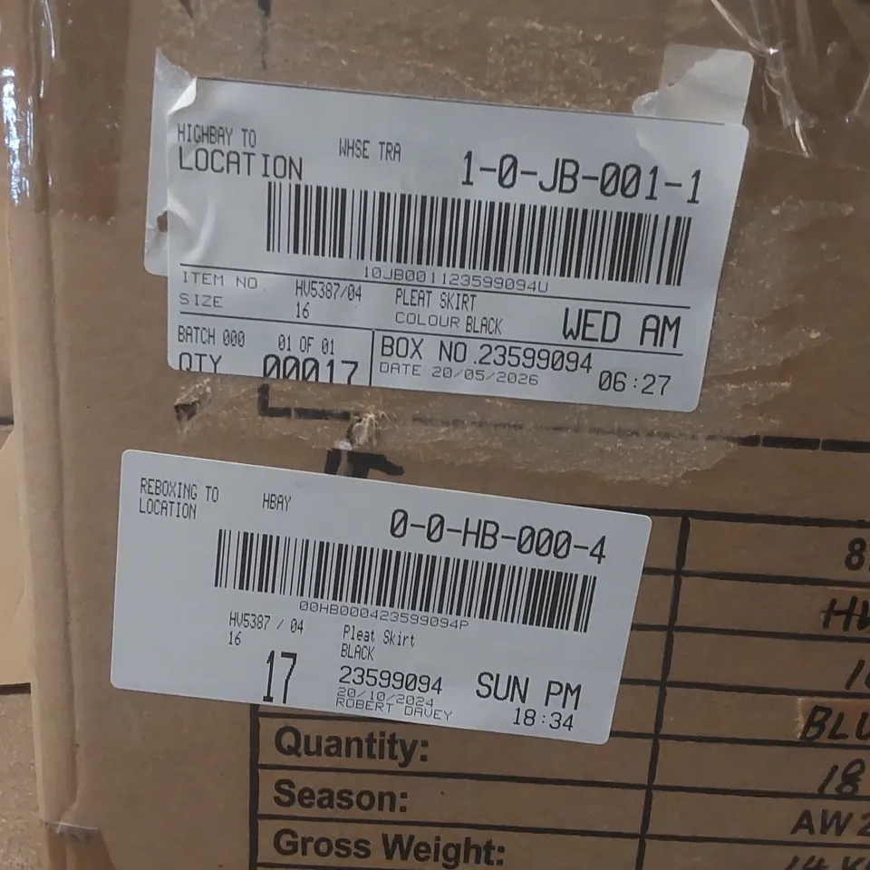 BOX CONTAINING APPROXIMATELY 17x BRAND NEW JD WILLIAMS BLACK PLEAT SKIRTS - SIZE 16