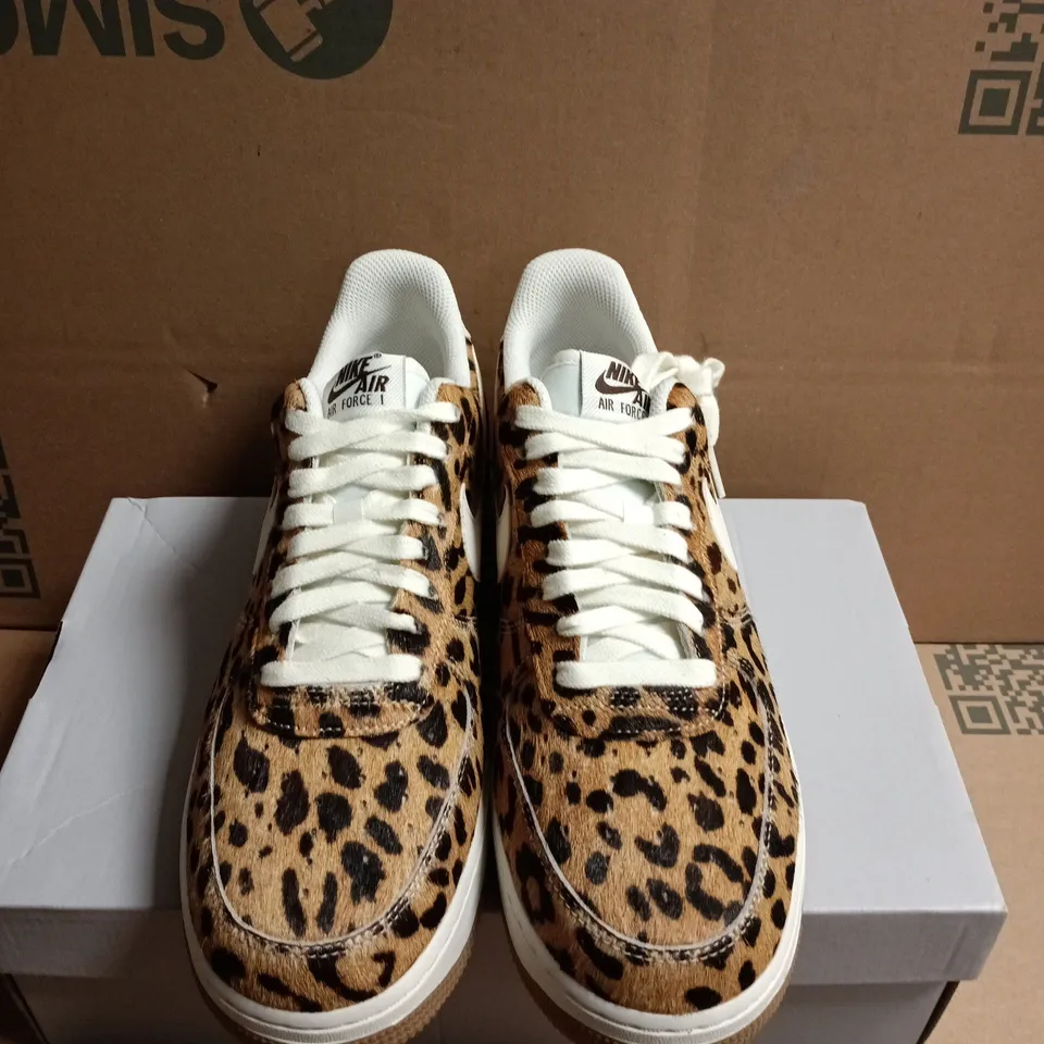 BOXED PAIR OF NIKE AIR FORCE 1 '07 LEOPARD PRINT SNEAKERS – WOMEN’S, UK 8