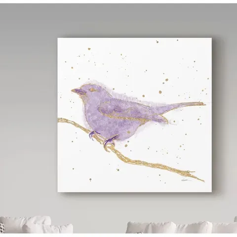 GILDED BIRD 1 LAVENDER WRAPPED CANVAS PAINTING 