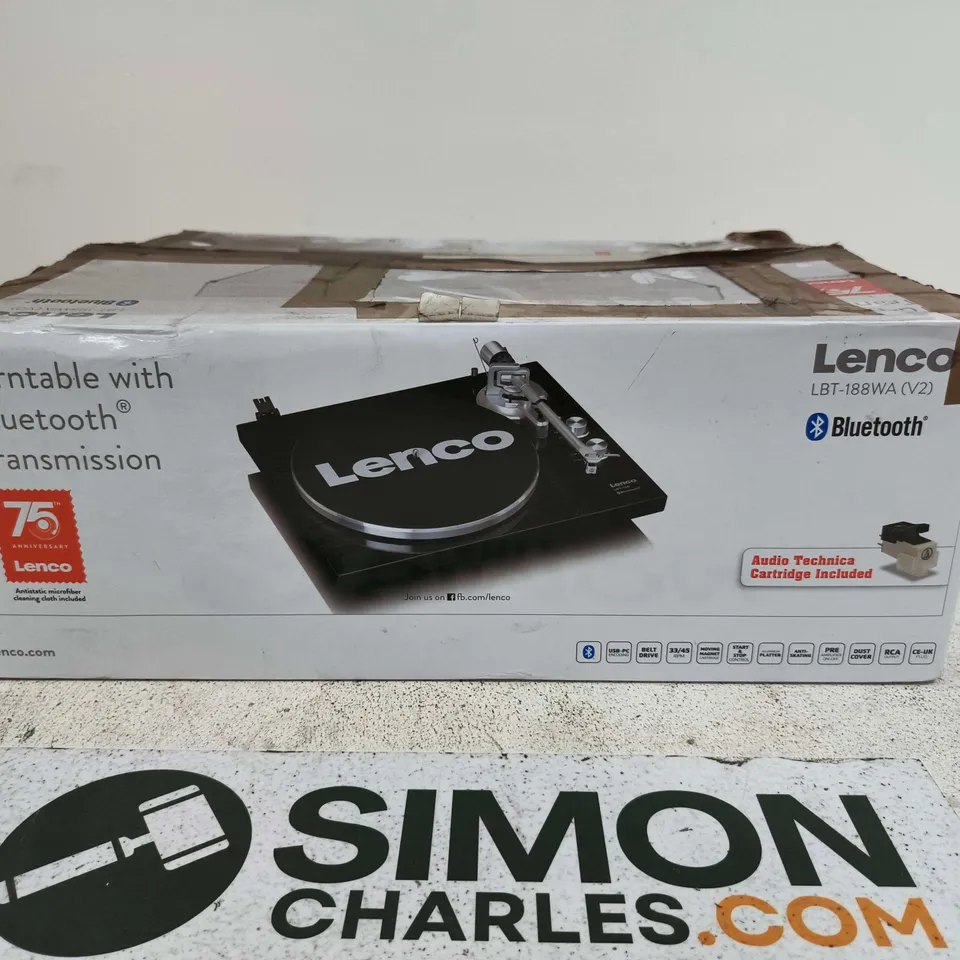 BOXED LENCO LBT-188WA TURNTABLE WITH BLUETOOTH