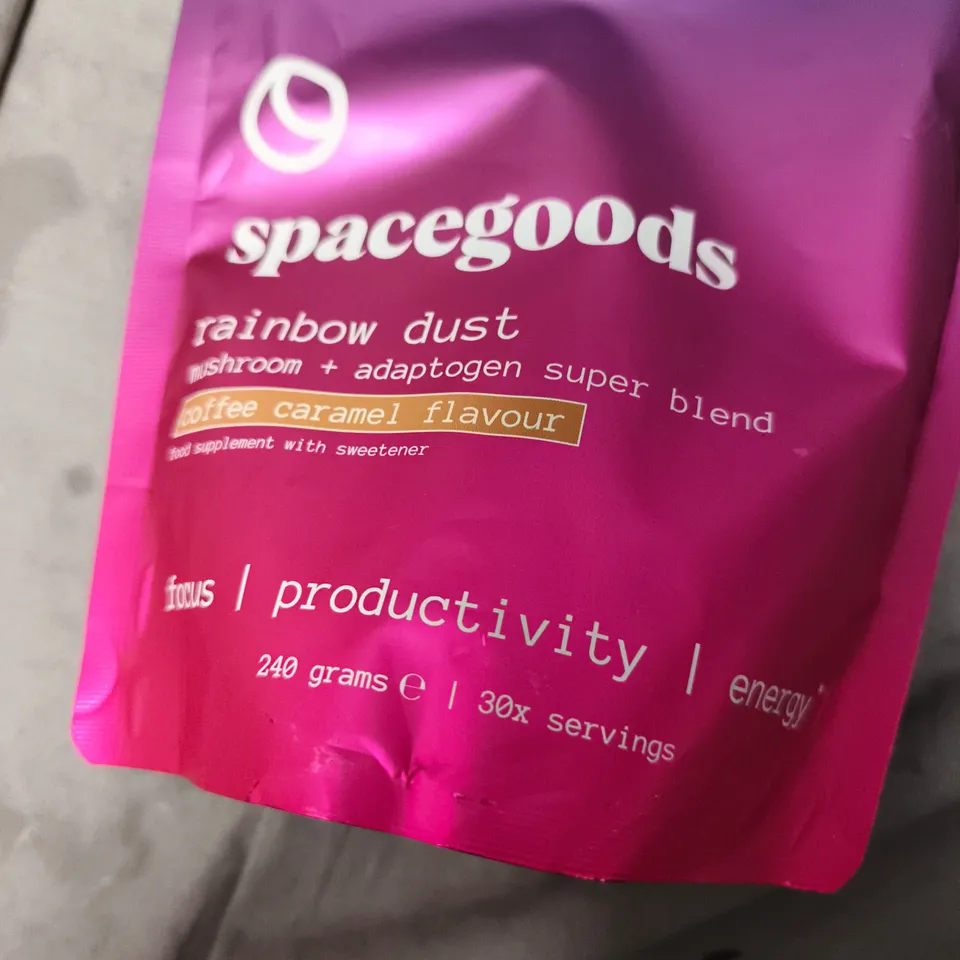 SPACEGOODS RAINBOW DUST COFFEE CARAMEL FLAVOUR – MUSHROOM + ADAPTOGEN SUPER BLEND, 240G