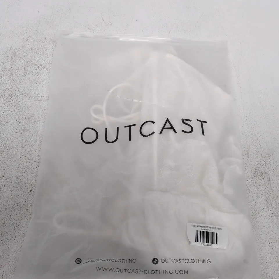 OUTCAST CLOTHING LUBELA MAXI SKIRT – WHITE, UK SIZE L