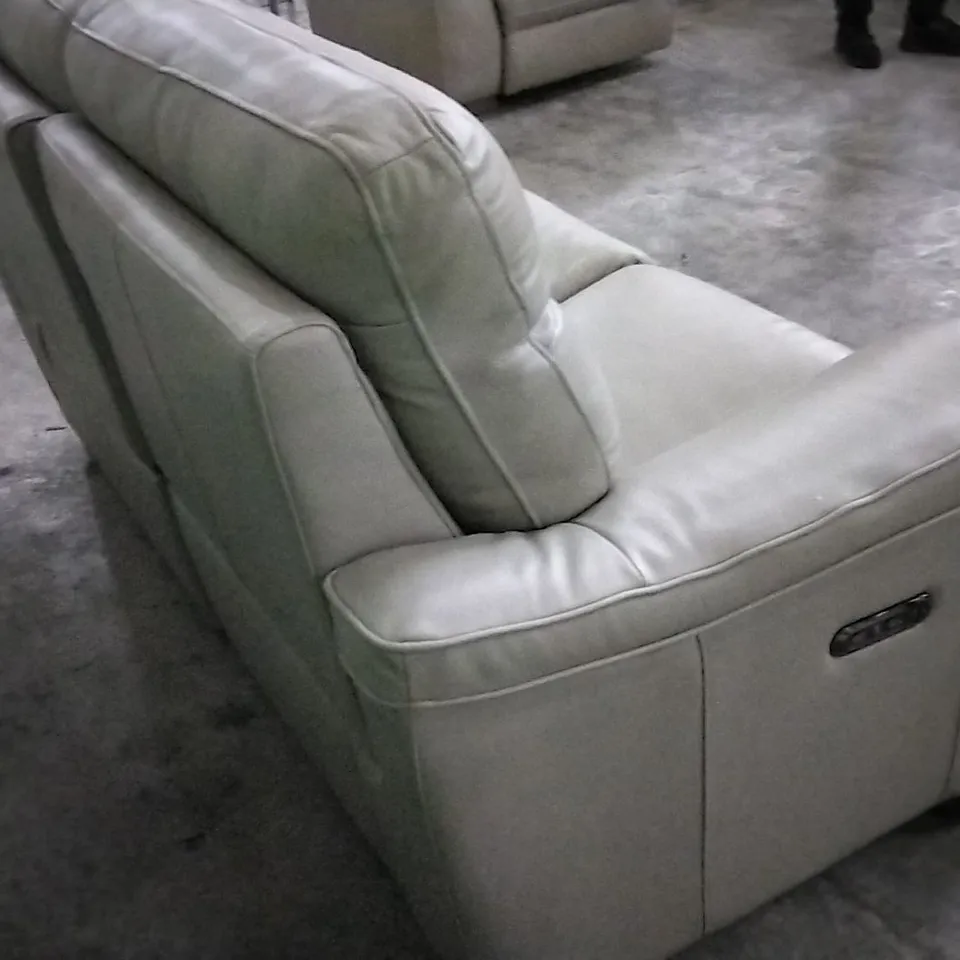 QUALITY DESIGNER CREAM LEATHER ELECTRIC RECLINER 2 SEATER SOFA