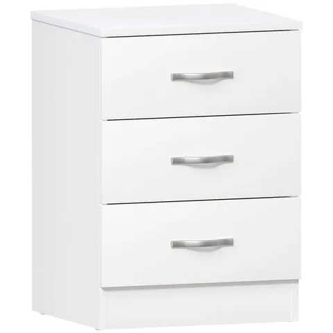 BOXED LASSIC RAINO 3 DRAWER BEDSIDE CHEST - WHITE (1 BOX)