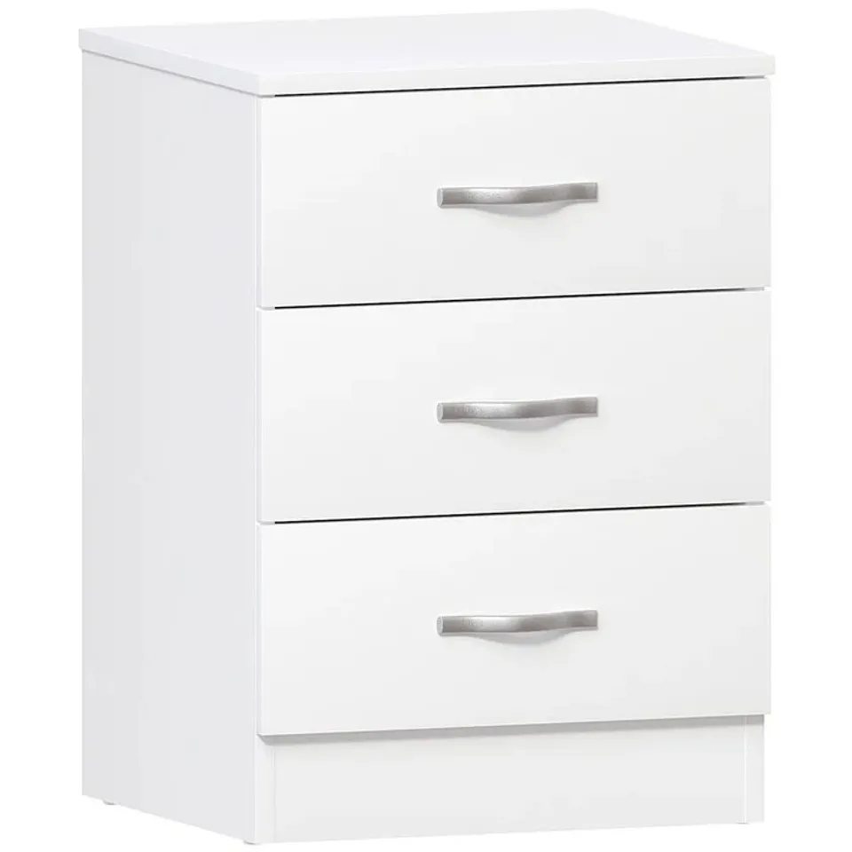 BOXED LASSIC RAINO 3 DRAWER BEDSIDE CHEST - WHITE (1 BOX)