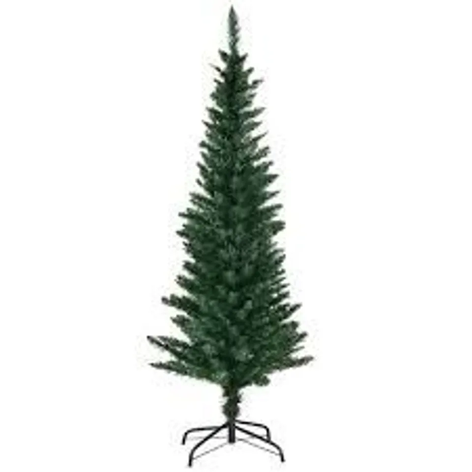 BOXED COSTWAY 5FT ARTIFICIAL CHRISTMAS TREE, HINGED GREEN XMAS TREES WITH FOLDABLE METAL STAND, UNLIT XMAS DECORATIVE TREE 