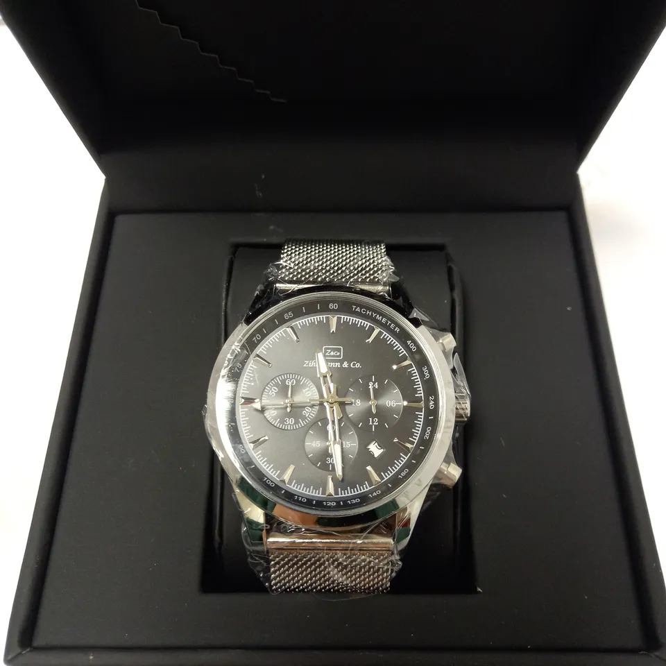 ZIHLMANN & CO TACHYMETER CHRONOGRAPH TRIPLE DIAL MESH STRAP WRISTWATCH