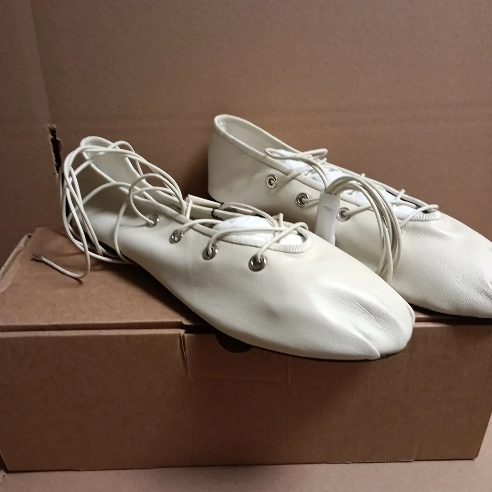 MANGO WOMEN'S WHITE LEATHER LACE-UP SHOES – UK 6