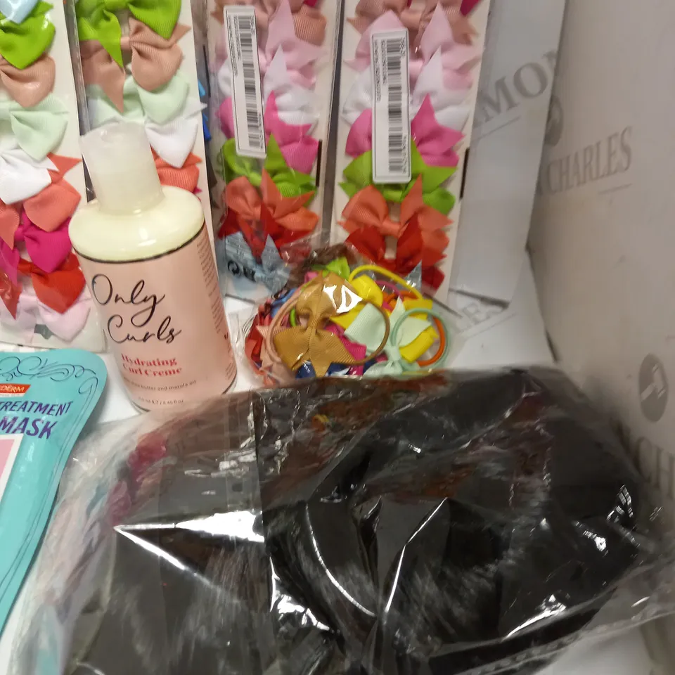 LOT OF APPROX 10 TO INCLUDE HAIR CLIPS , CURL CREME , WIG