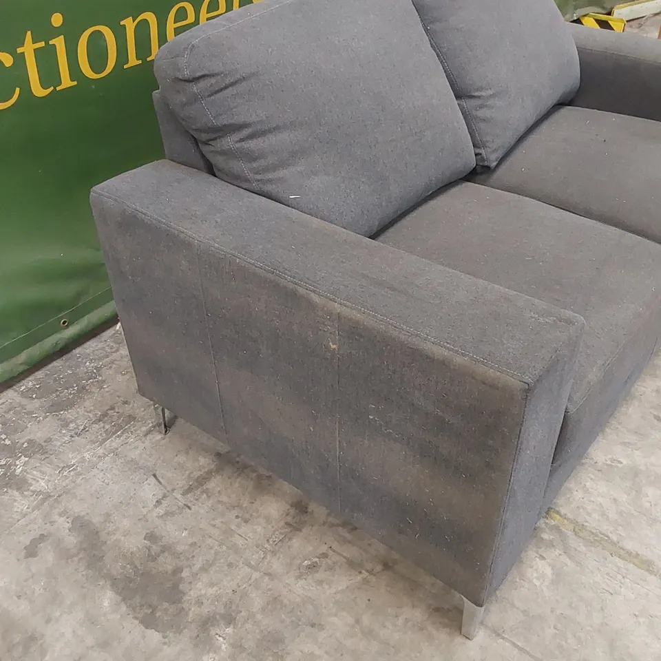 BALTIMORE SLATE GREY PLUSH FABRIC 2 SEATER SOFA 