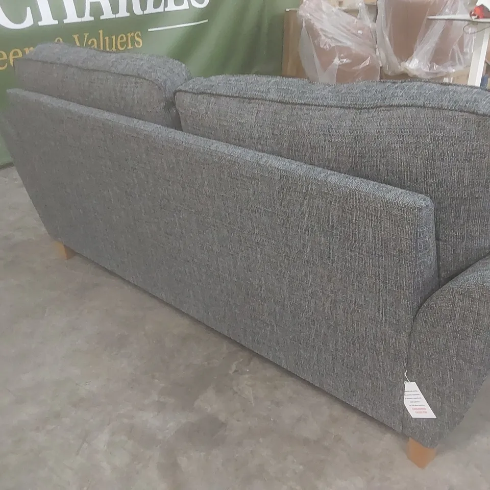 DESIGNER HALSTOW 3 SEATER GREY FABRIC UPHOLSTERED SOFA 