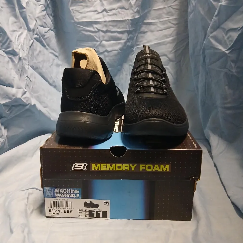 SKECHERS SUMMIT MEMORY FOAM SNEAKERS – BLACK, UK 10 (EU 45, US 11)
