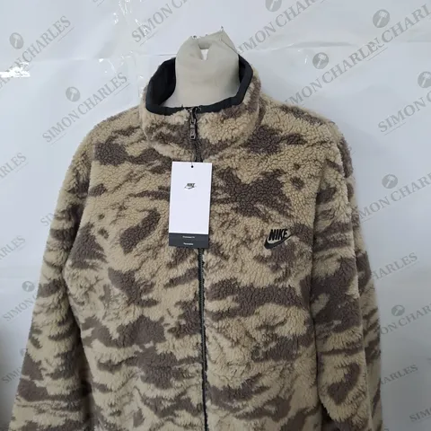 NIKE ZIPPED ANIMAL PRINT FLEECED JACKET SIZE M
