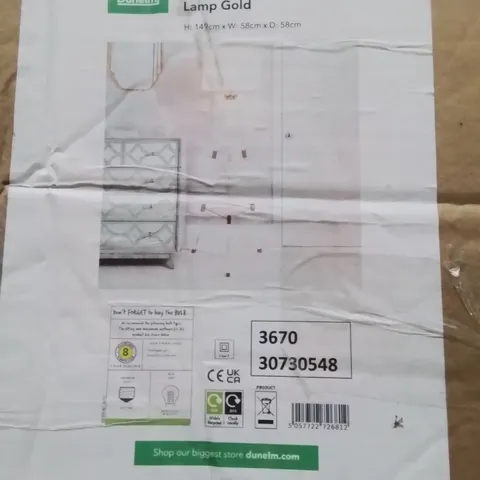 BOXED HOTEL FINLEY TRIPOD FLOOR LAMP GOLD