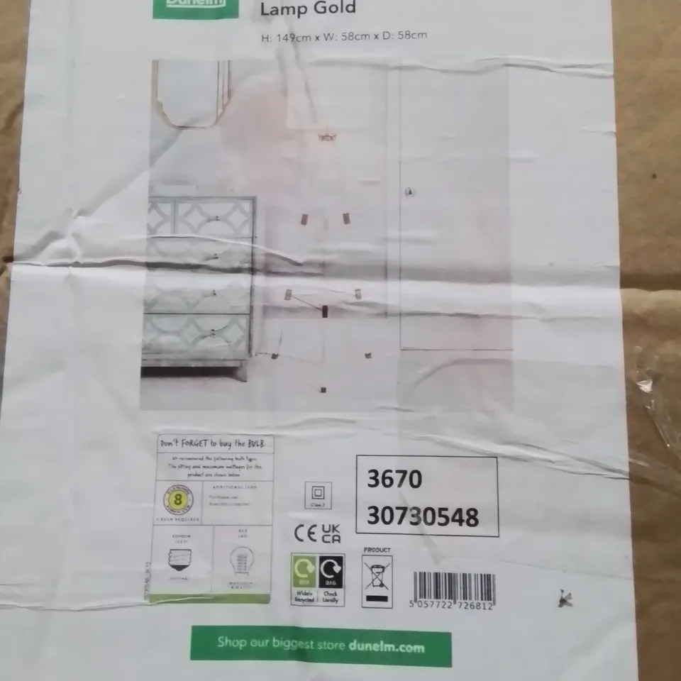 BOXED HOTEL FINLEY TRIPOD FLOOR LAMP GOLD