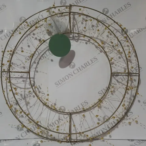 BOXED SARA DAVIES GOLD PRE-LIT BEADED WREATH