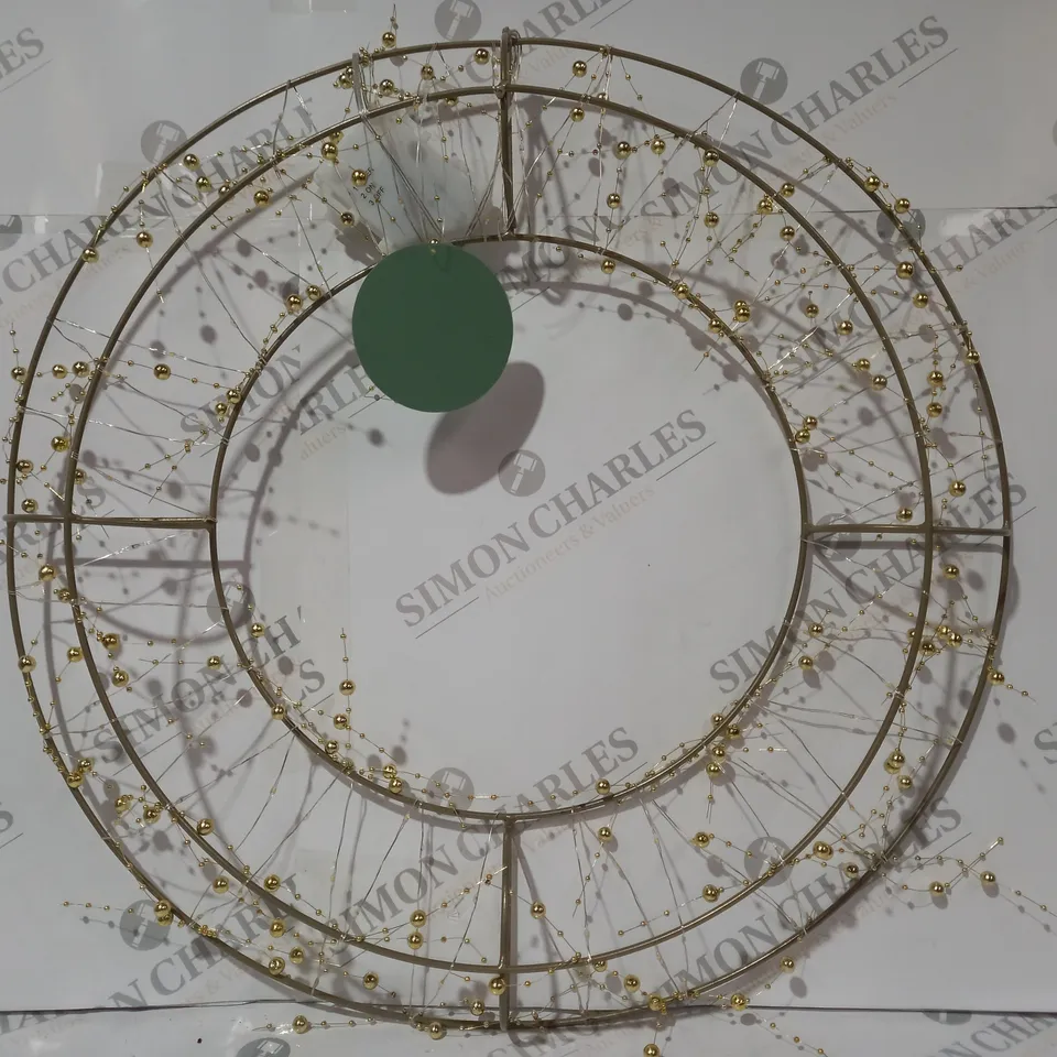 BOXED SARA DAVIES GOLD PRE-LIT BEADED WREATH