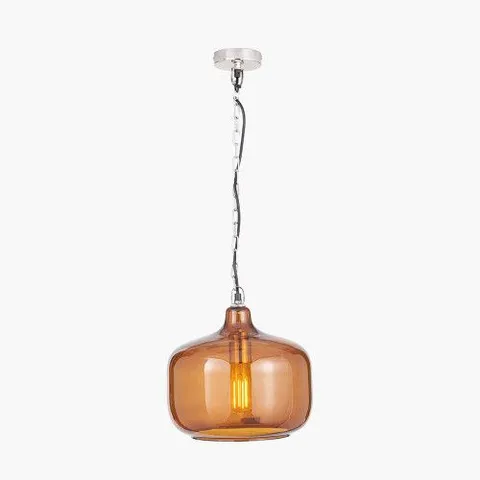 BOXED CORBY AMBER GLASS PENDANT