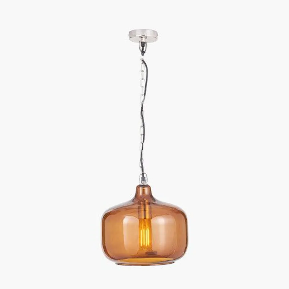 BOXED CORBY AMBER GLASS PENDANT