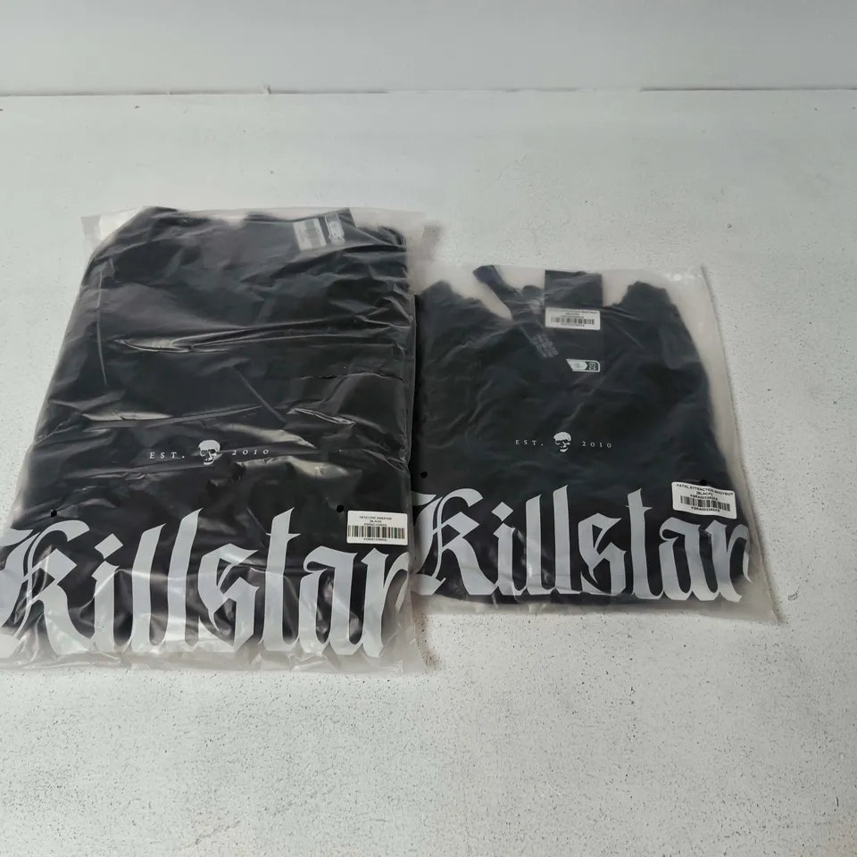 LOT OF APPROXIMATELY 20 BRAND NEW KILLSTAR CLOTHING ITEMS INCLUDES FATAL ATTRACTION BODYSUITS AND HEXELORE SWEATERS - VARIOUS SIZES
