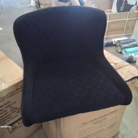 BOXED 2 BLACK FABRIC UPHOLSTERED SOFT VELVET CHAIRS (1 BOX )