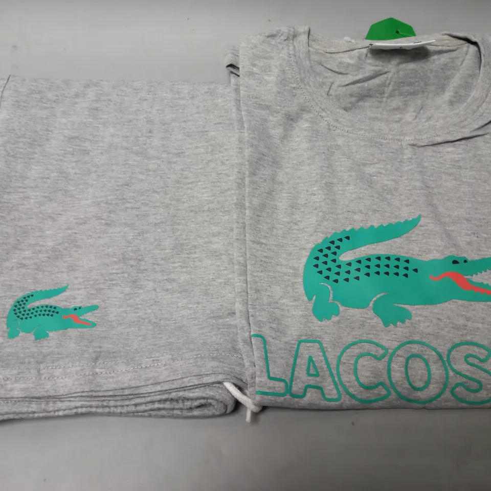 LACOSTE T-SHIRT AND SHORTS JOGGING SET IN GREY - LARGE