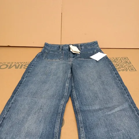 NOBODYS CHILD BLUE DENIM POCKET FRONT FLARE JEAN SHORT UK 10 TAGGED