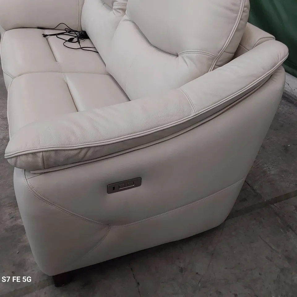 QUALITY BRITISH DESIGNER G PLAN JACKSON POWER RECLINING THREE SEATER SOFA CAPRI STONE LEATHER 