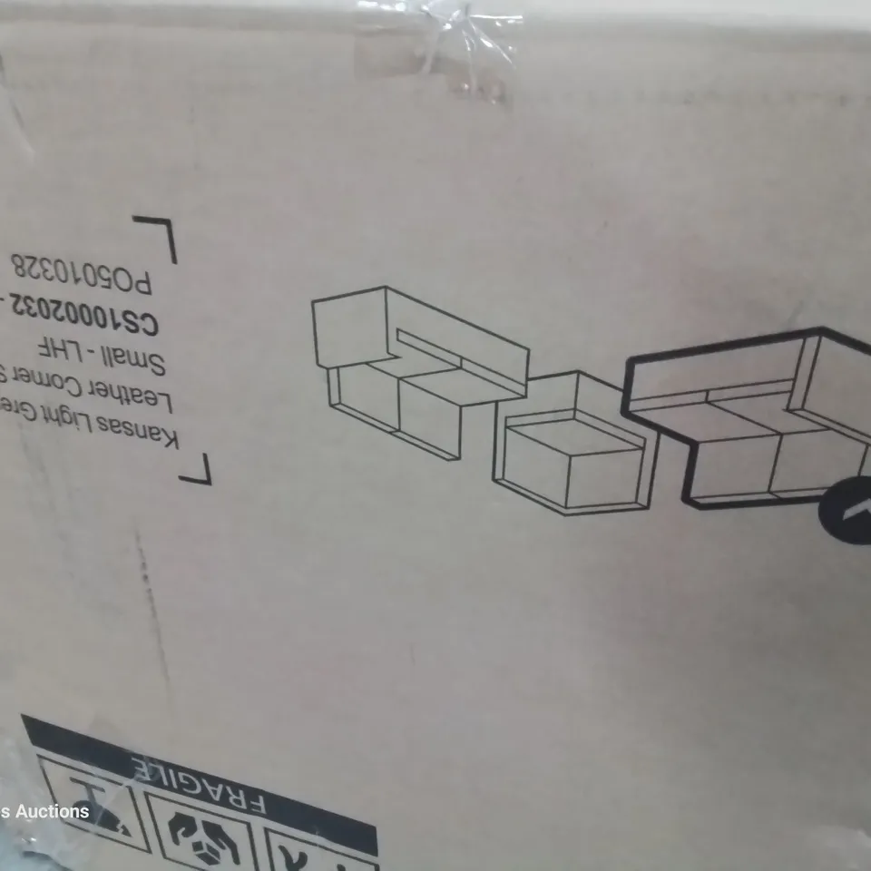 THREE BOXED SOFA SECTIONS, INCLUDING HAMPTON FABRIC CHESTERFIELD CORNER, KANSAS LIGHT GREY LEATHER LHF TWO SEATER, HWMPTON GREY VELVE5 CHESTERFIELD RHF TWO SEATER