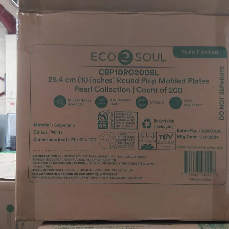 PALLET OF APPROXIMATELY 60 BOXES OF 200x 25.4CM (10") ROUND PULP MOLDED PLATES 