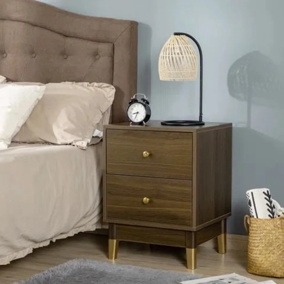 BOXED PRESQUE 2 DRAWER BEDSIDE TABLE (1 BOX)