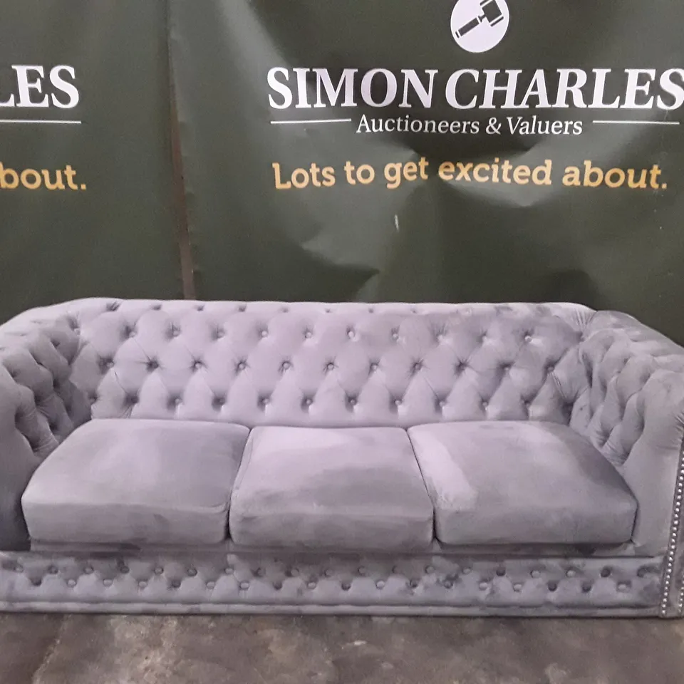 QUALITY DESIGNER ANZLA 3 SEATER SOFA - GREY SUADE FABRIC