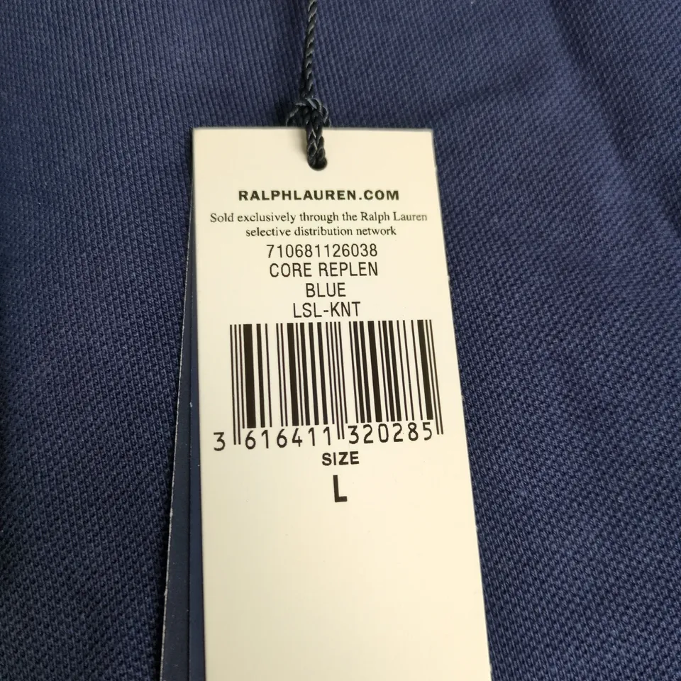 RALPH LAUREN NAVY LONG-SLEEVE POLO SHIRT – UK SIZE L