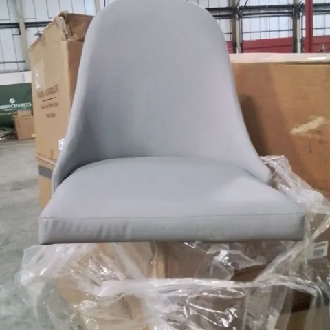 BOXED RICCO DINING CHAIR, LIGHT GREY PREMIUM FAUX LEATHER & CHROME 