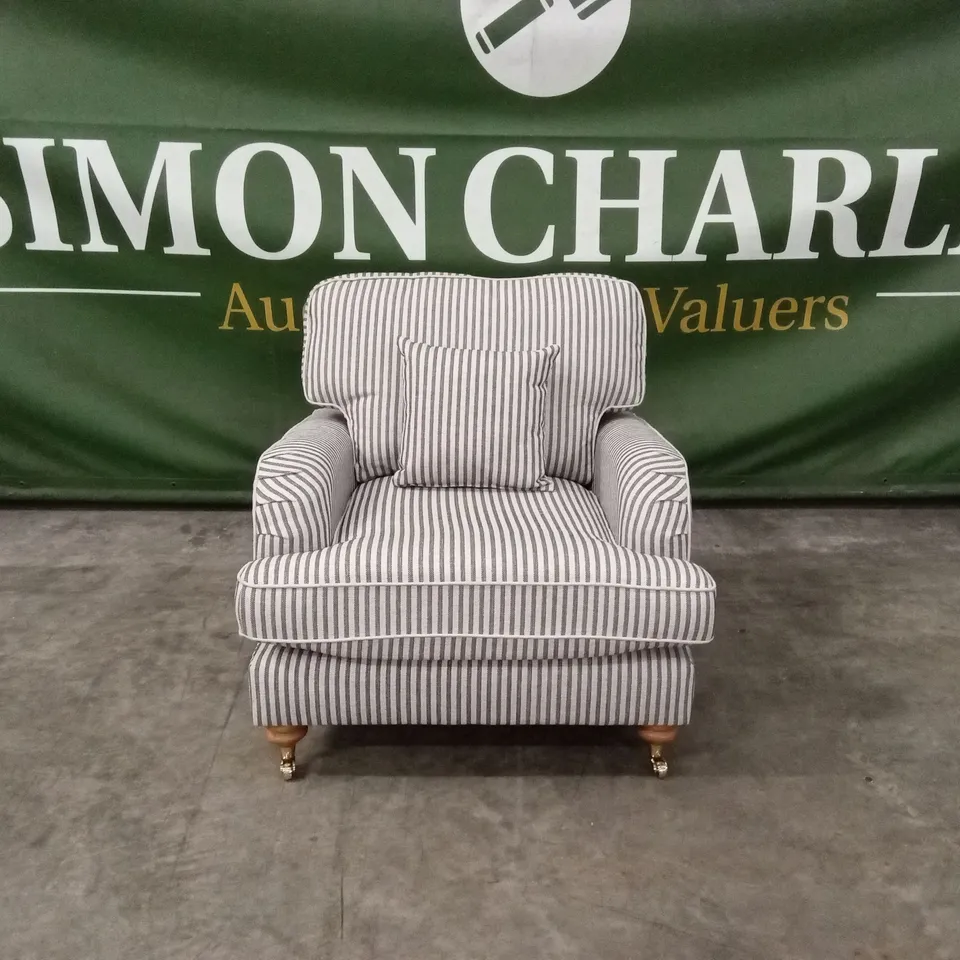 BAY STRIPE FABRIC ARMCHAIR RRP £749