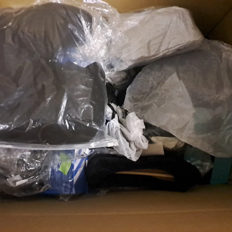 BOX OF APPROXIMATELY 10 PAIRS OF ASSORTED SHOES IN VARIOUS COLOUR, STYLES AND SIZES