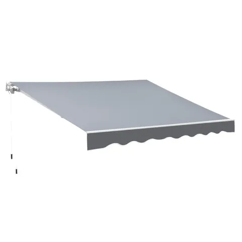 BOXED OUTSUNNY 2.5M X 2M GARDEN PATIO MANUAL AWNING CANOPY SUN SHADE SHELTER RETRACTABLE WITH WINDING HANDLE GREY (1 BOX)