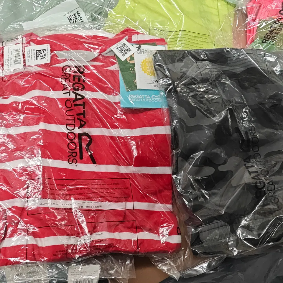 LOT OF 12 ASSORTED BRAND NEW REGATTA KIDS CLOTHING ITEMS TO INCLUDE FLEECES, SHORTS AND BEYLINE DRESS - VARIOUS SIZES