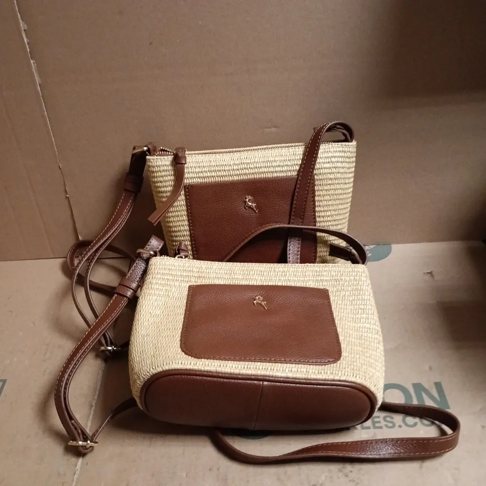 2 X ASHWOOD RAFFIA TONAL CROSS BODY BAG