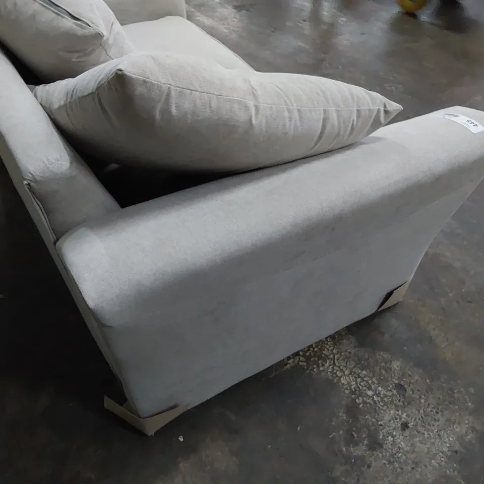 DESIGNER DURY TWO SEATER SOFA WITH SCATTER CUSHIONS GREY FABRIC 
