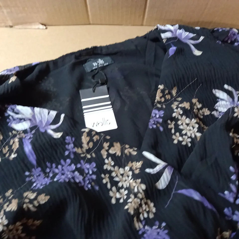 WALLIS FLORAL PLISSE WRAP MIDI DRESS - 14