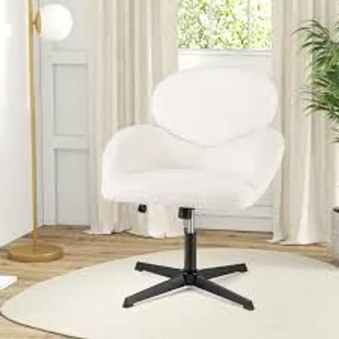 BOXED COSTWAY WHITE HEIGHT ADJUSTABLE CRISS CROSS SWIVEL CHAIR WITH ROCKING FUNCTION