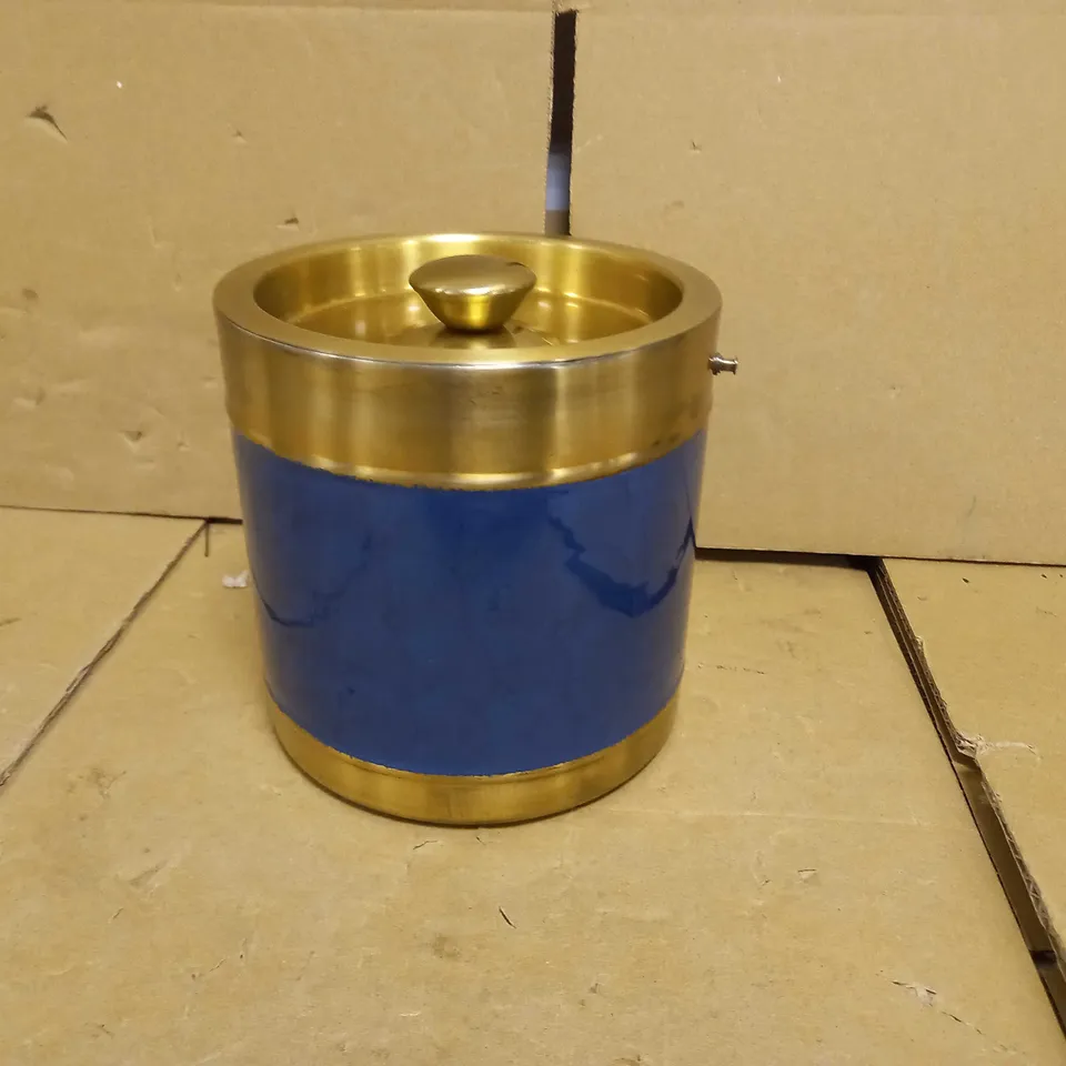 BARCRAFT MIDNIGHT LUXE ICE BUCKET WITH LID AND TONGS