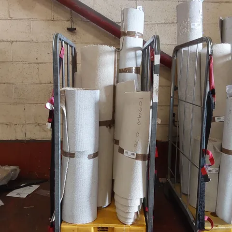 CAGE CONTAINING APPROXIMATELY 6 SMALL CARPET ROLLS/CARPET CUT OFFS (CAGE NOT INCLUDED)