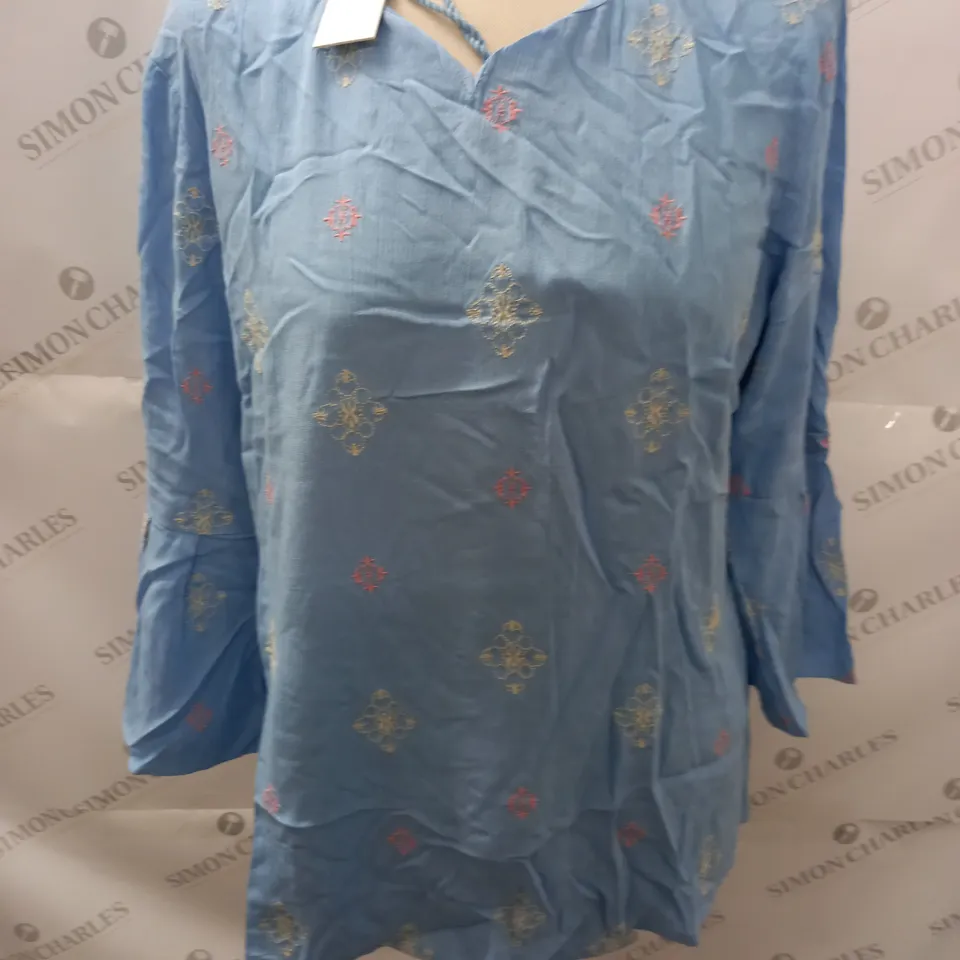MAISON DE NIMES EMBROIDERED BLOUSE IN BLUE - M
