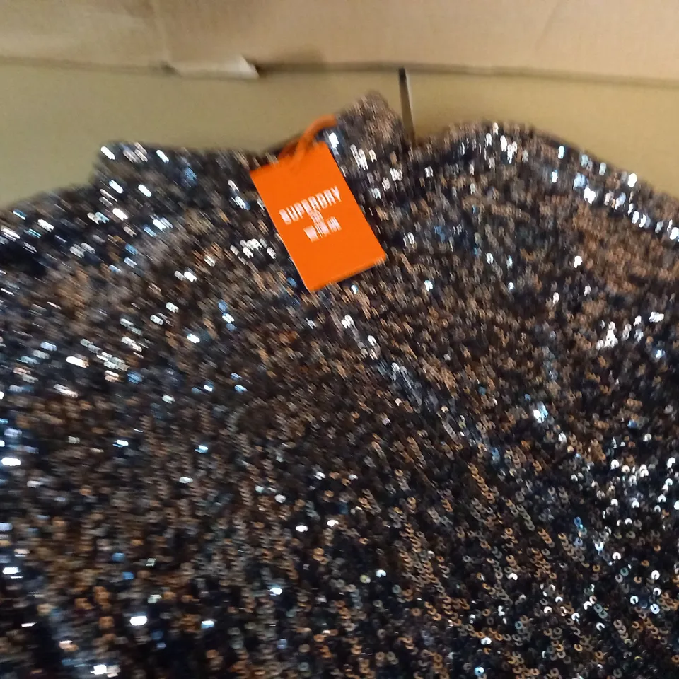 SUPERDRY GOLD SEQUIN CUT OUT BACKED DRESS - UK S